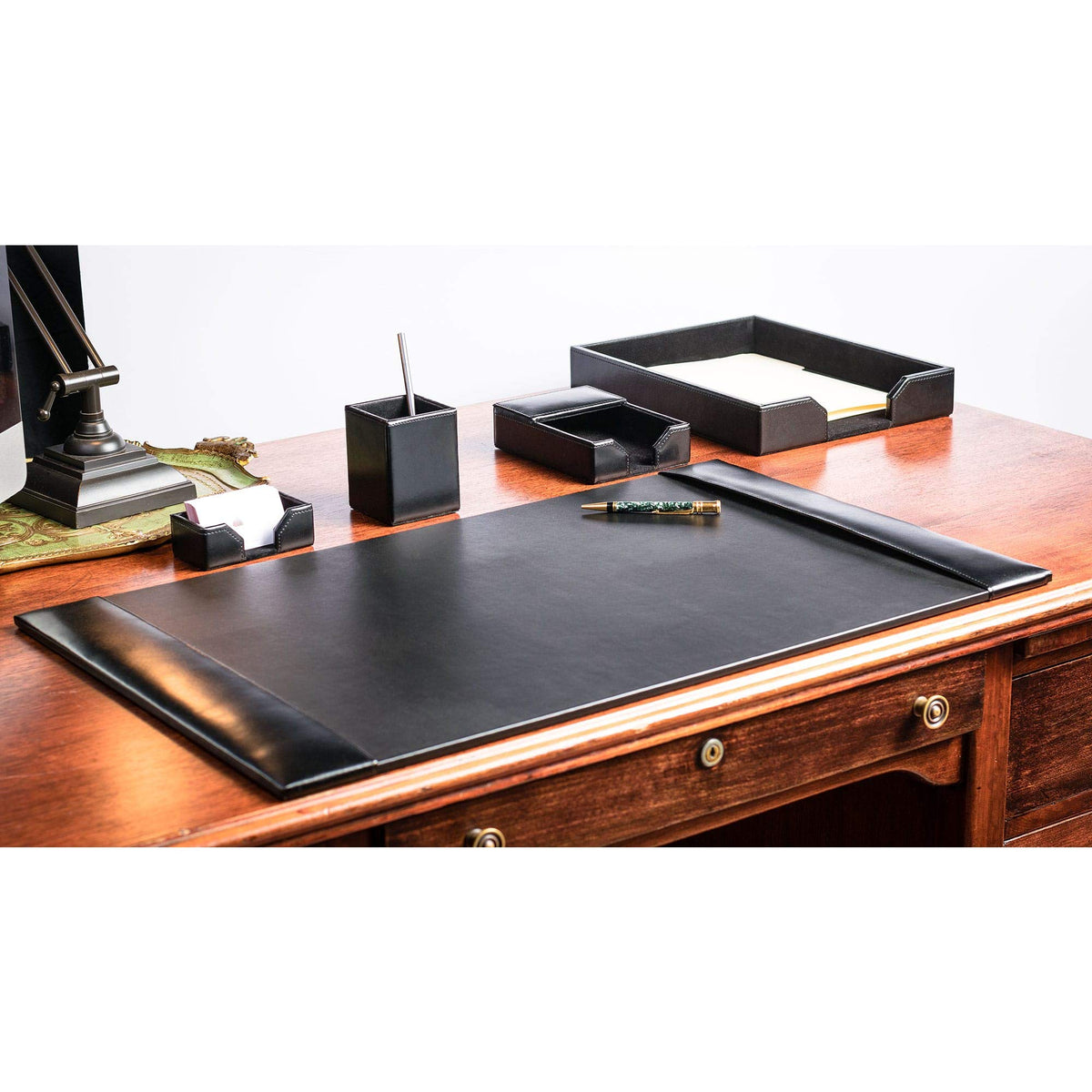 Black Bonded Leather 5-Piece Desk Set Z2199
