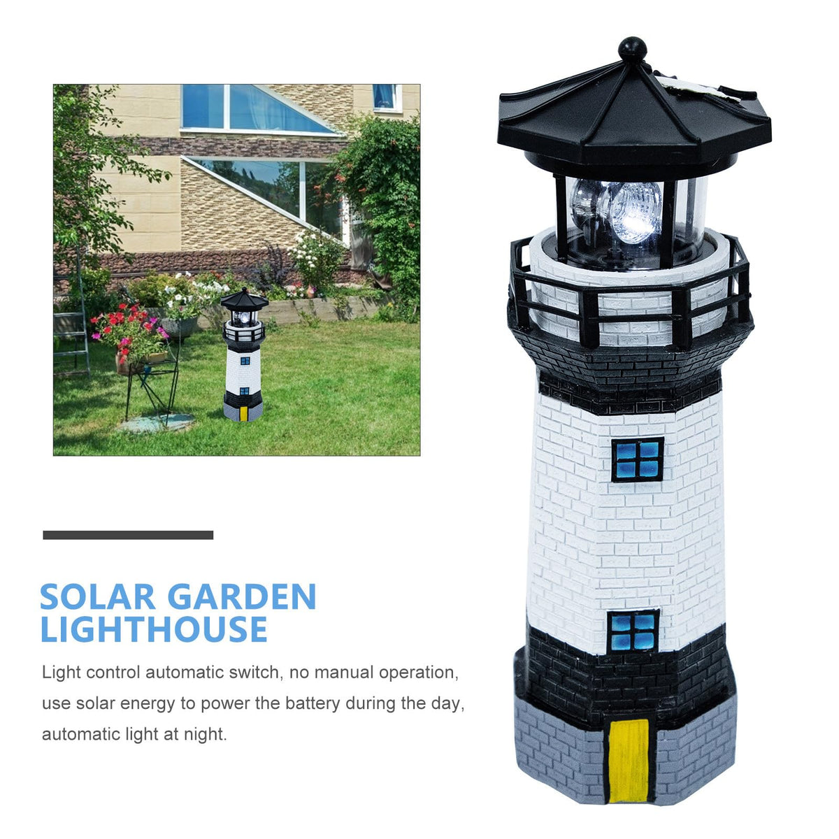 Solar Powered Resin Lighthouse Garden Decor V2147