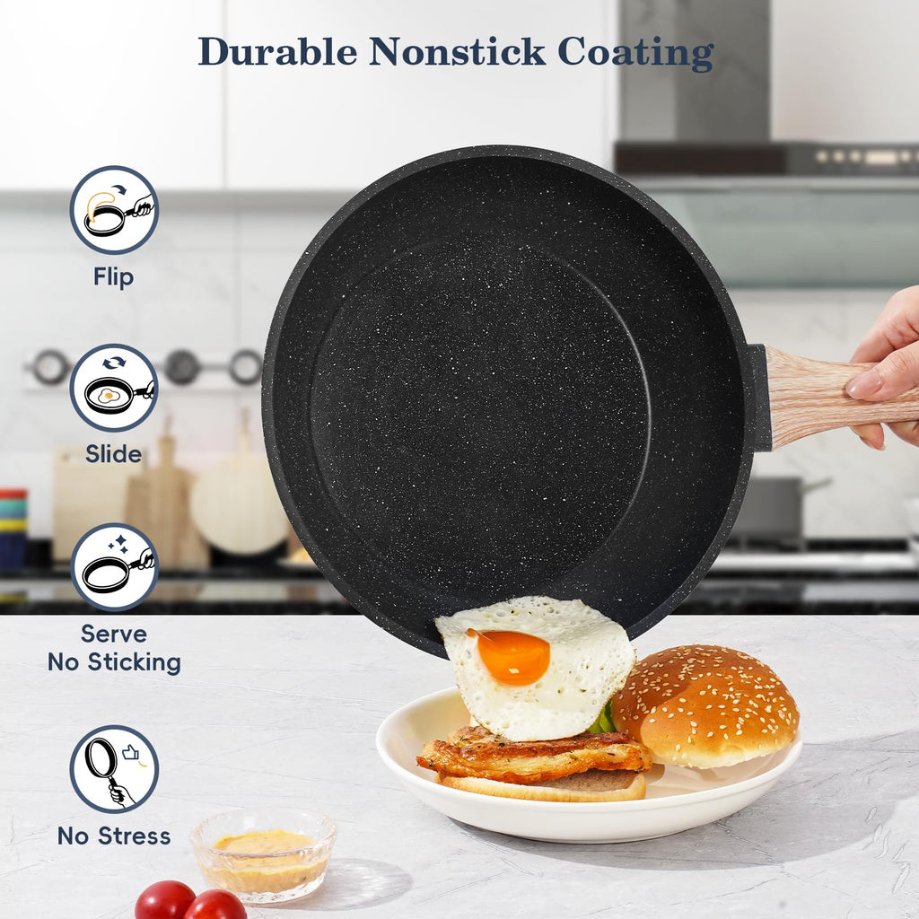 Non Stick 12Pcs Black Granite Induction Cookware K451051