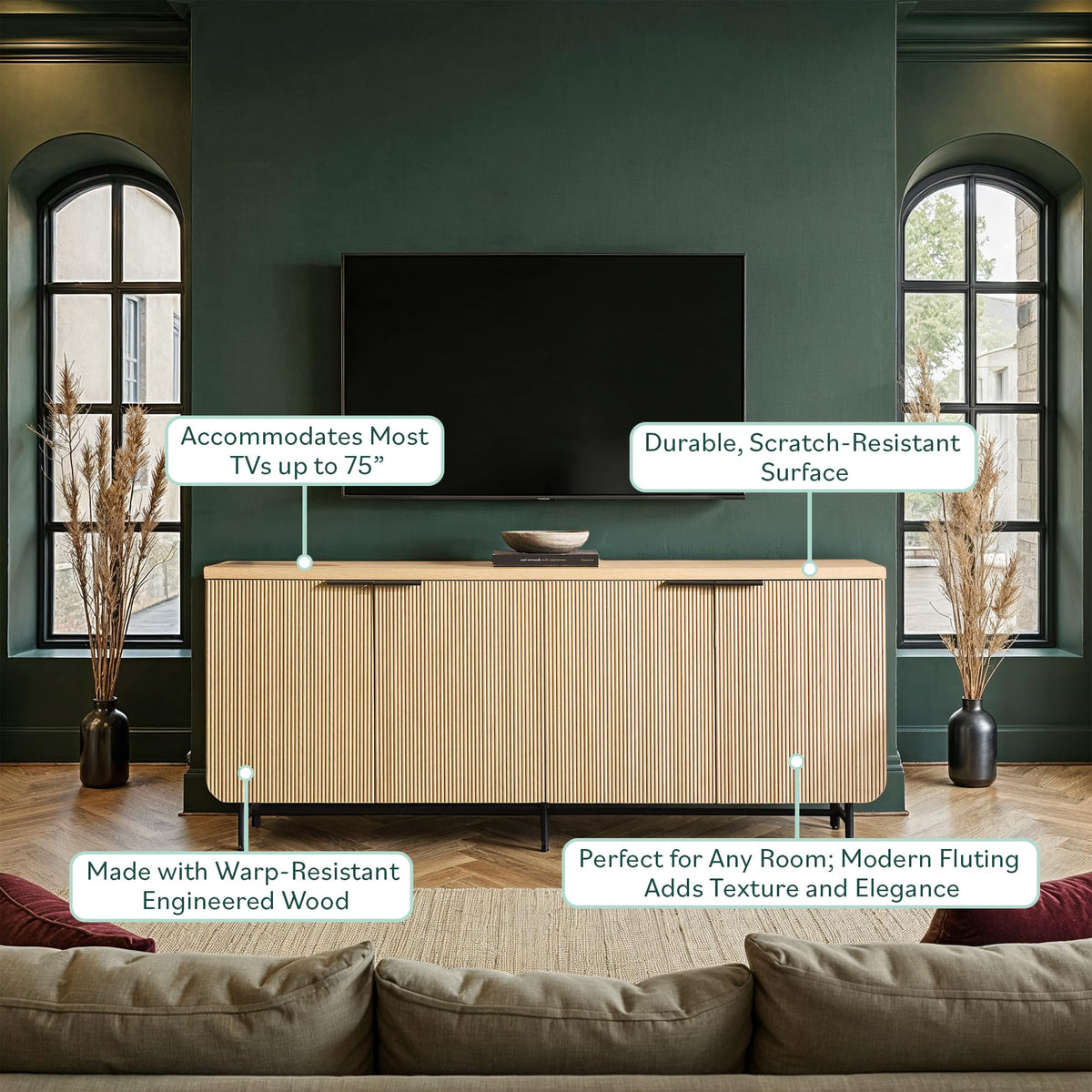 69 Inch Coastal Oak Sideboard Buffet E298430
