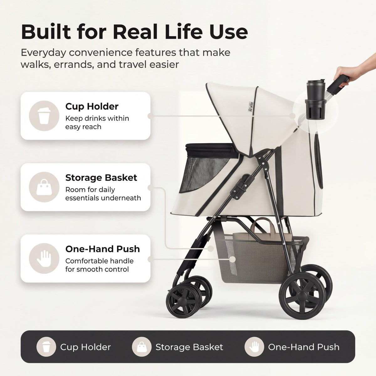 Foldable 4-Wheel Pet Stroller Q35219