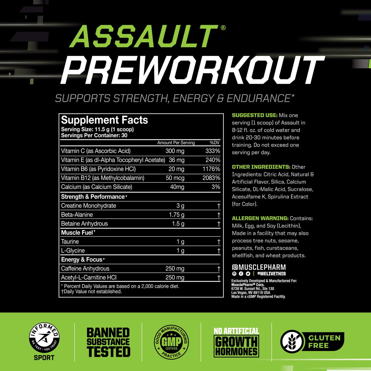 Blue Raspberry PreWorkout Powder 30 Servings Z8886