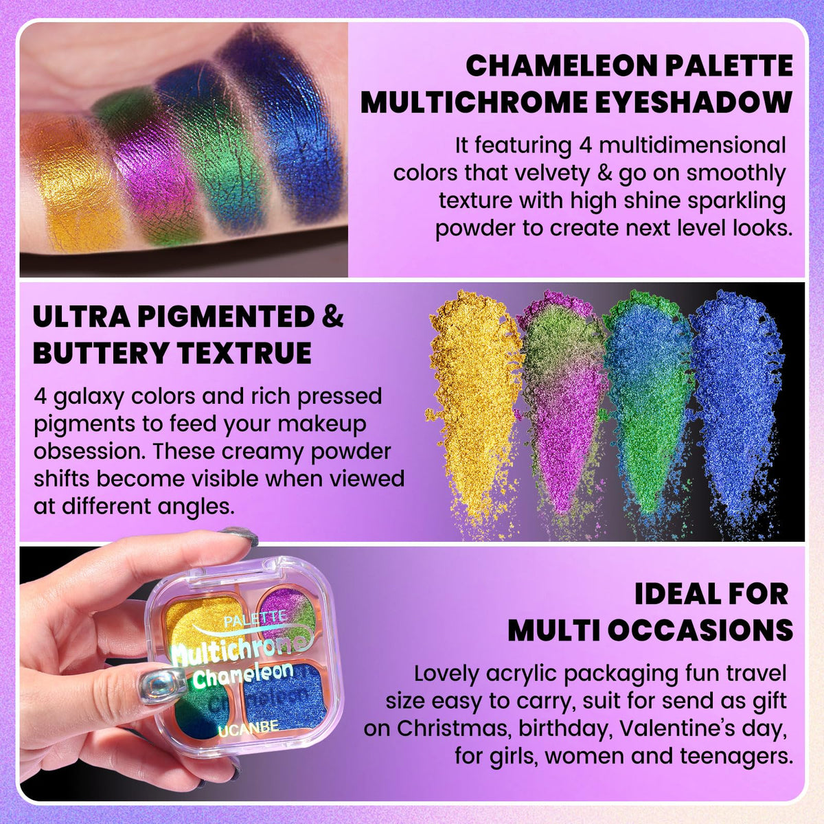 Multichrome Chameleon Eyeshadow Makeup Palette J50895