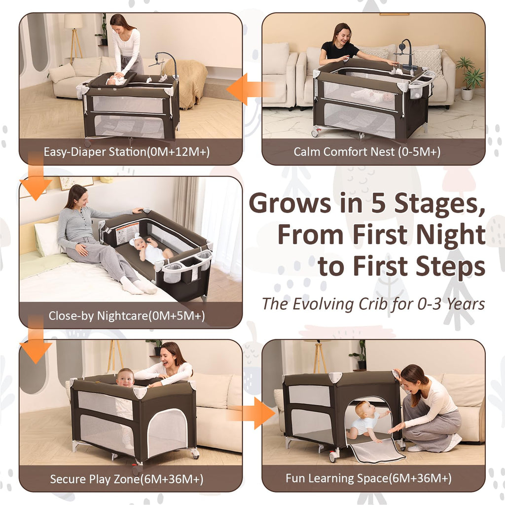 5-in-1 Baby Bassinet Bedside Sleeper M80698
