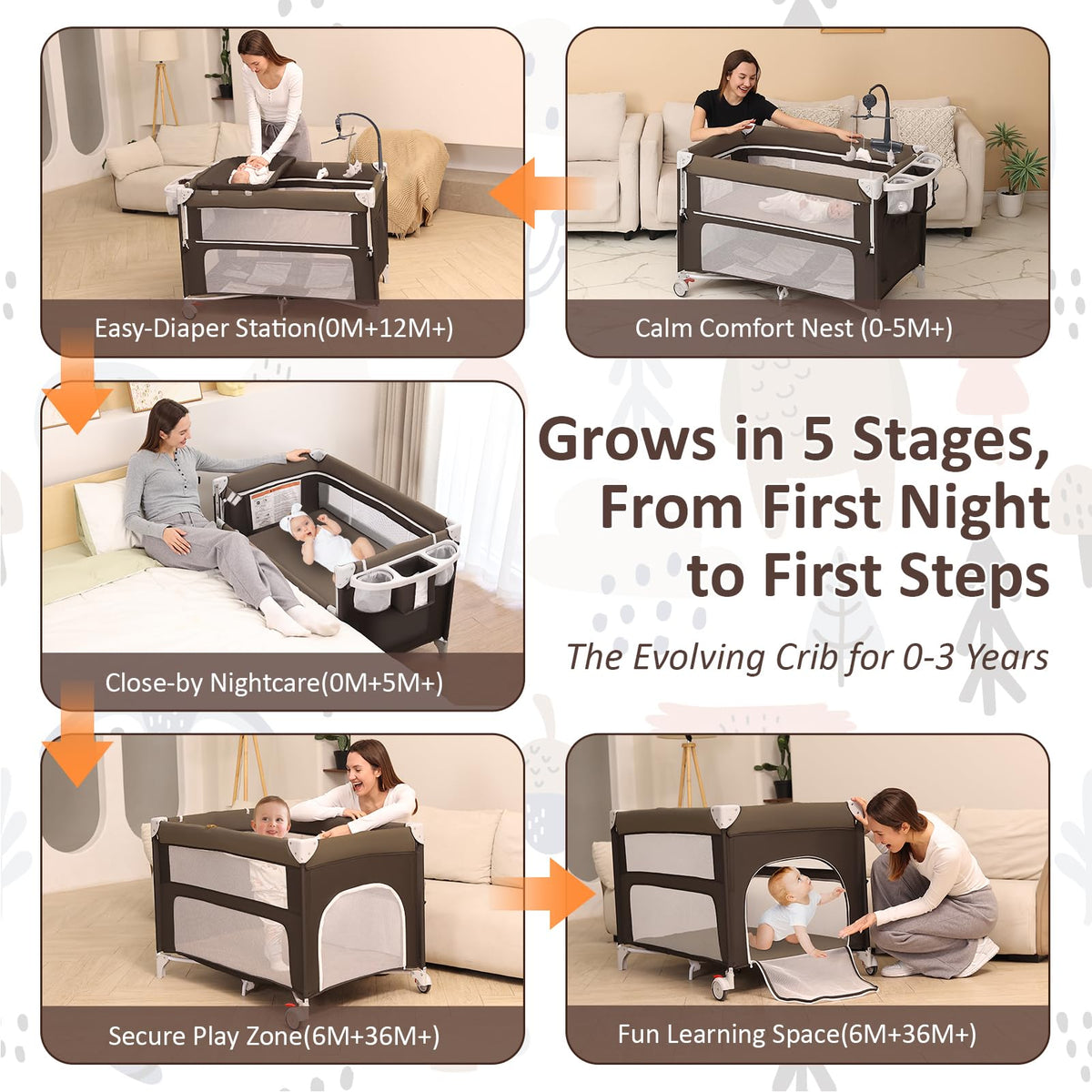 5-in-1 Baby Bassinet Bedside Sleeper M80698