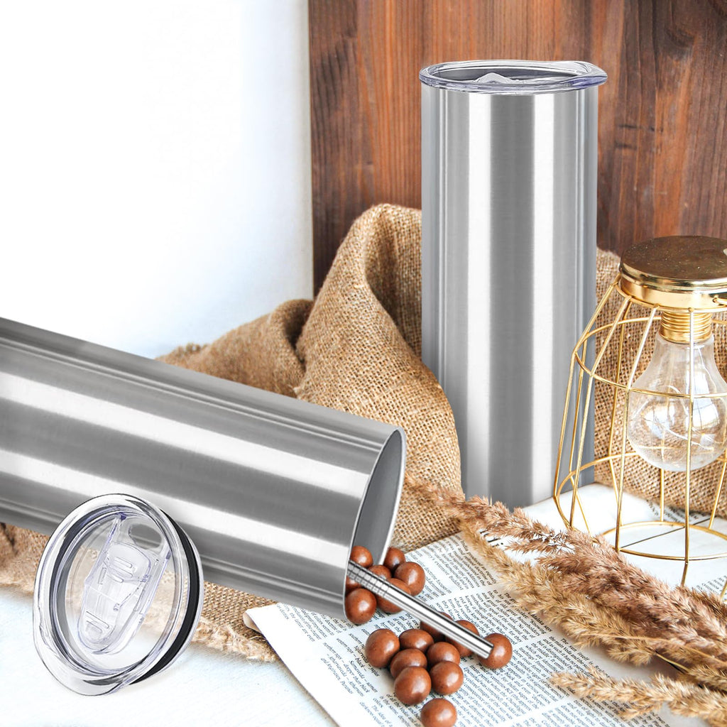 16 Pack 20oz Stainless Steel Insulated Tumblers with Lid and Straw P492700