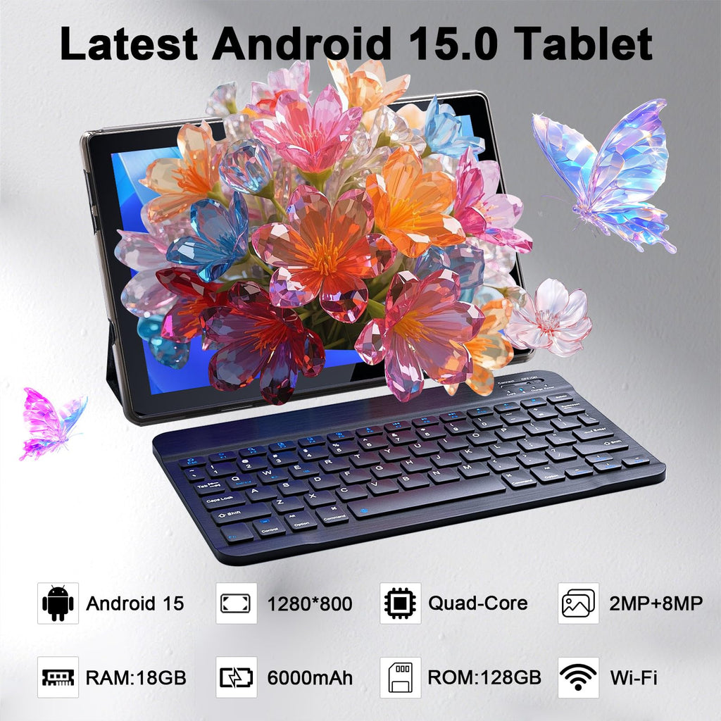 Android 15 10 Inch 18GB RAM 128GB ROM Tablet with Keyboard Case Mouse Stylus R591649