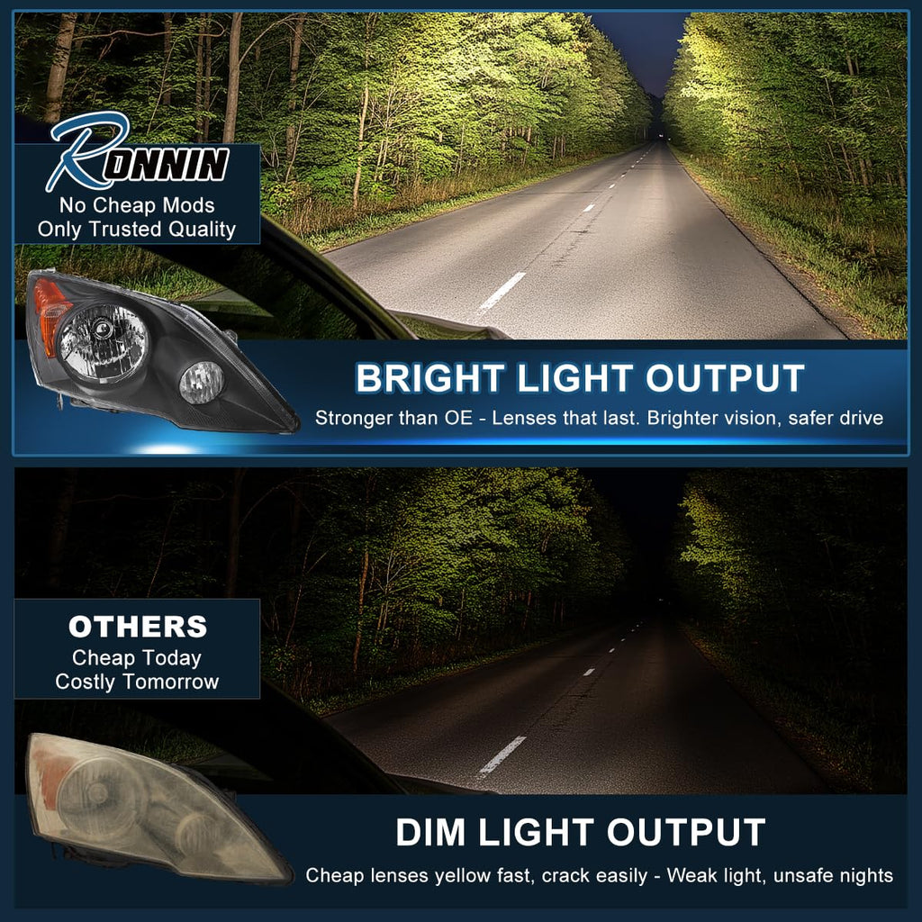 Black Halogen Headlights Pair H865