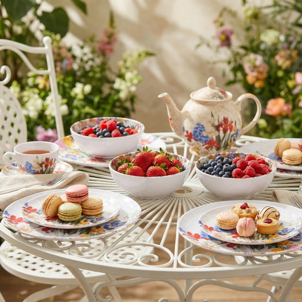 Melamine Dinnerware Set for 4, 12 Piece Plates and Bowls U824