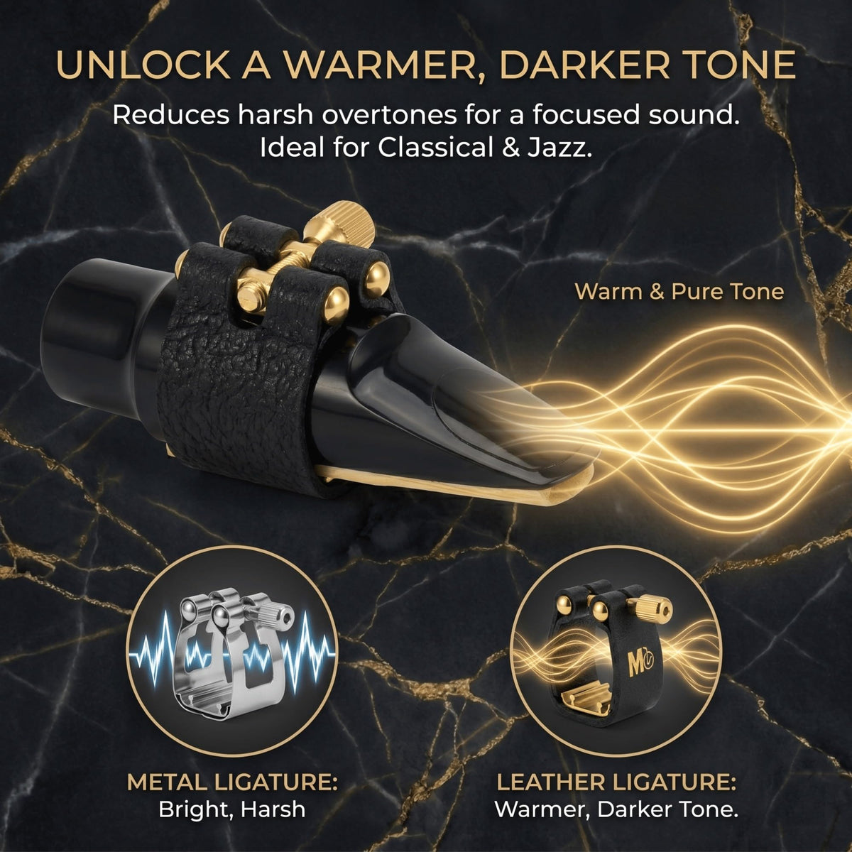 Adjustable Single-Screw Leather Alto Saxophone Ligature D9759