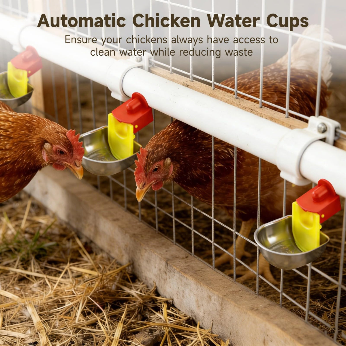 12 Pcs Stainless Self-Filling Chicken Water Cups Z786
