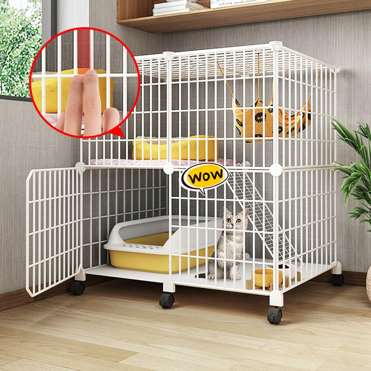 Large Indoor Detachable Metal Cat Cage with Cat Bed Q428