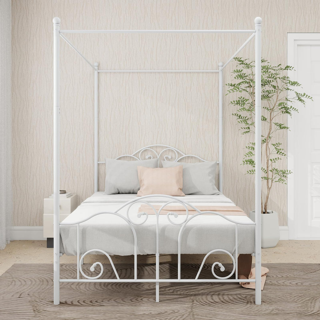 Metal Canopy Bed Frame Full Size with Headboard & Footboard R571