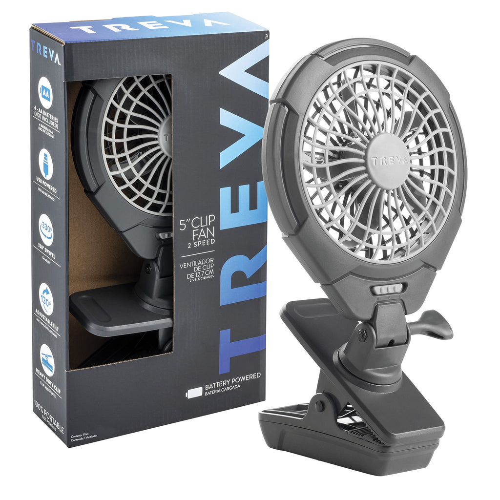 Battery USB Powered Clip on Fan 2-Speed Gray W32456