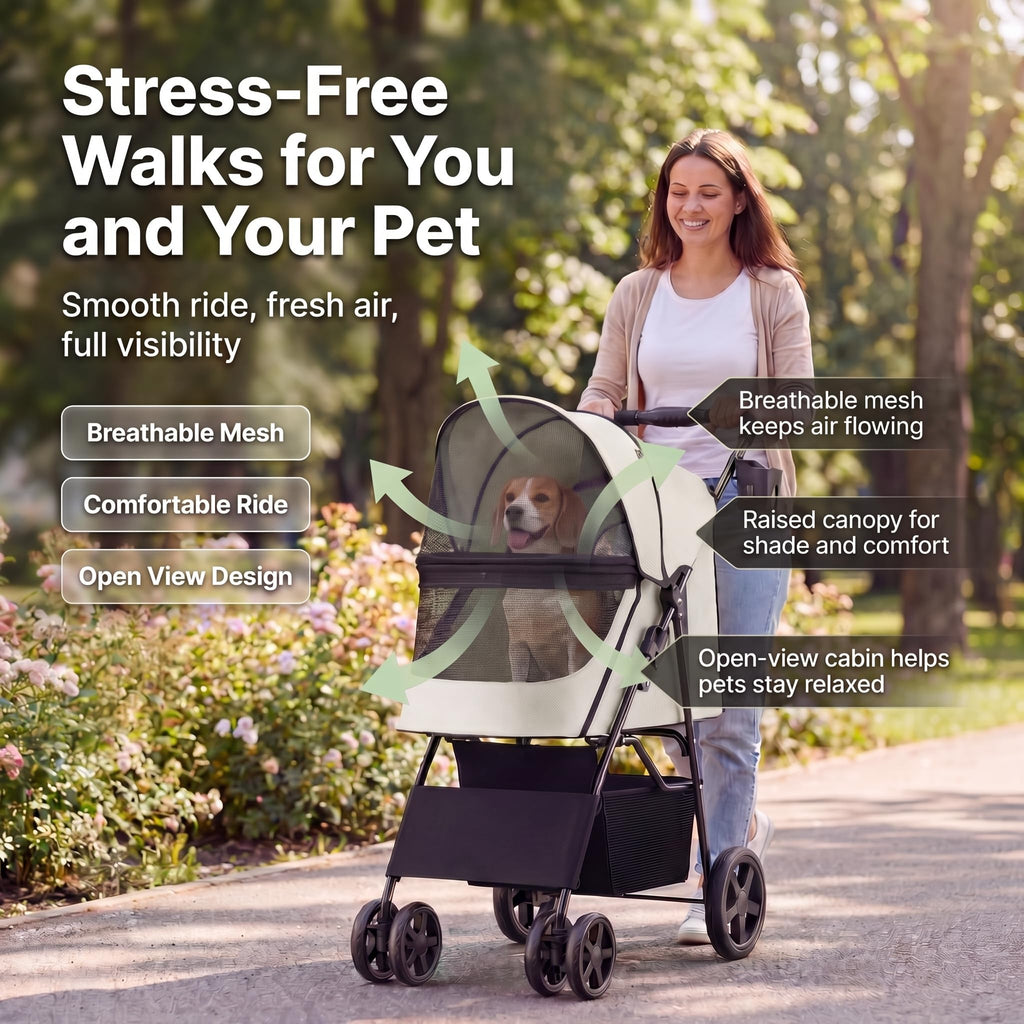 Foldable 4-Wheel Pet Stroller Q35219