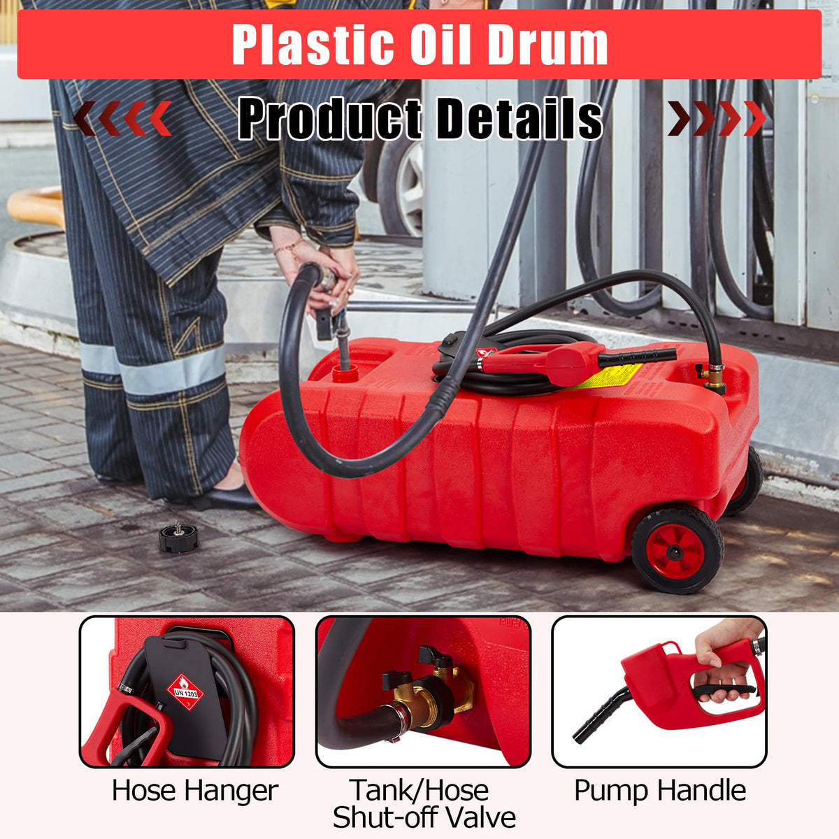 15 Gallon HDPE Portable Fuel Tank Caddy with Wheels S20417