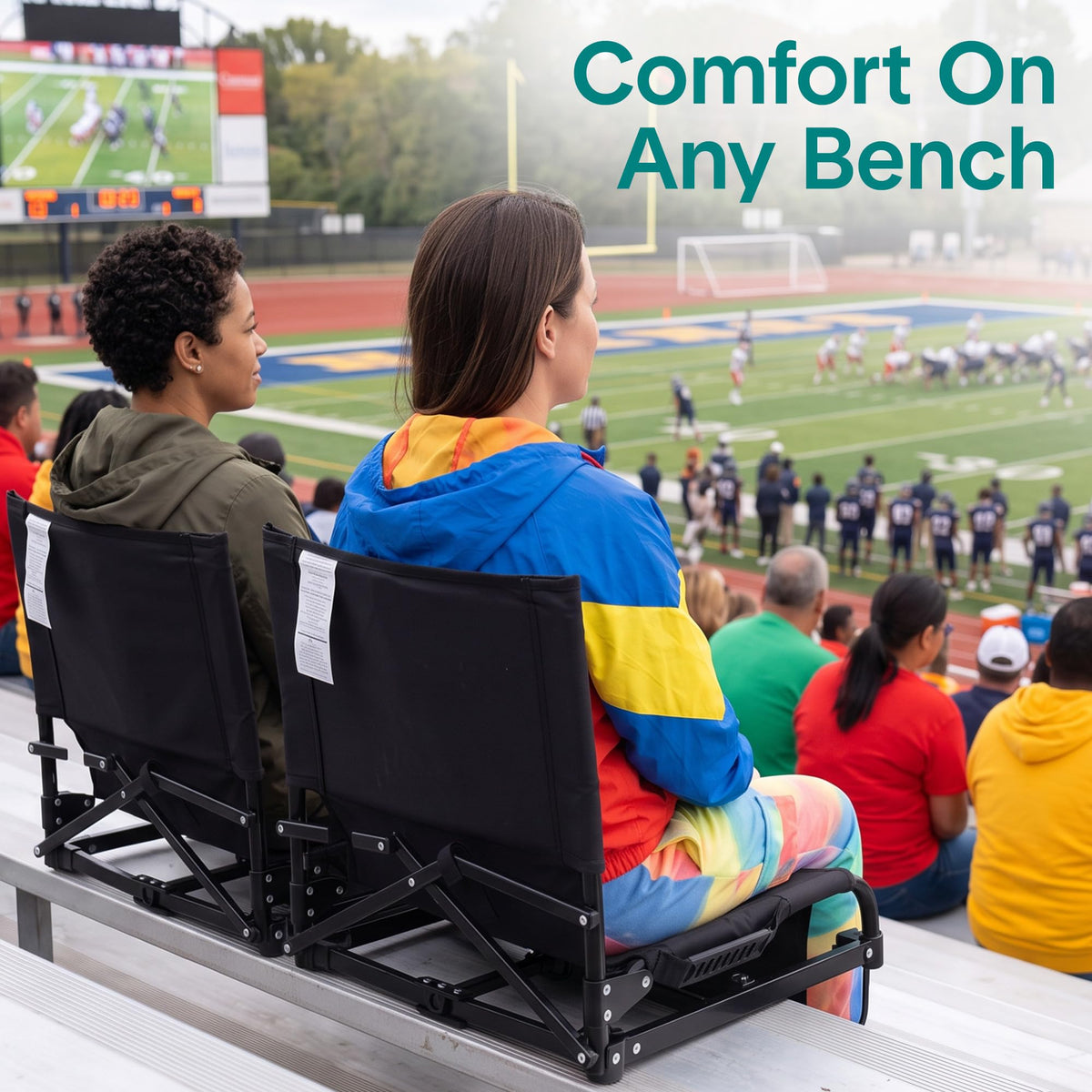 2-Pack Padded Folding Stadium Chairs with Back Support and Armrests G960