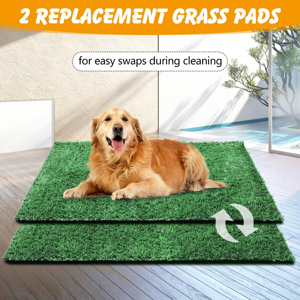 Dog Grass Pad with Tray, 35 x 23 in, 2 Replacement Turf Pads A50884