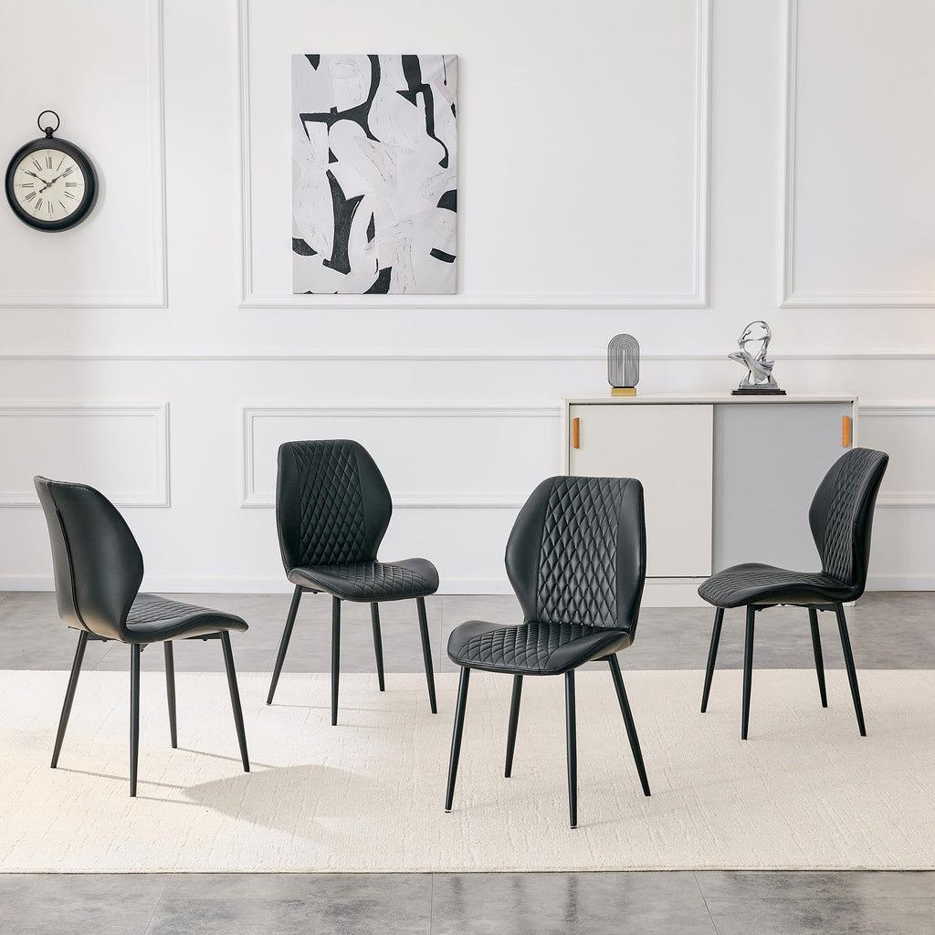 Set of 4 Black Upholstered Dining Chairs B356