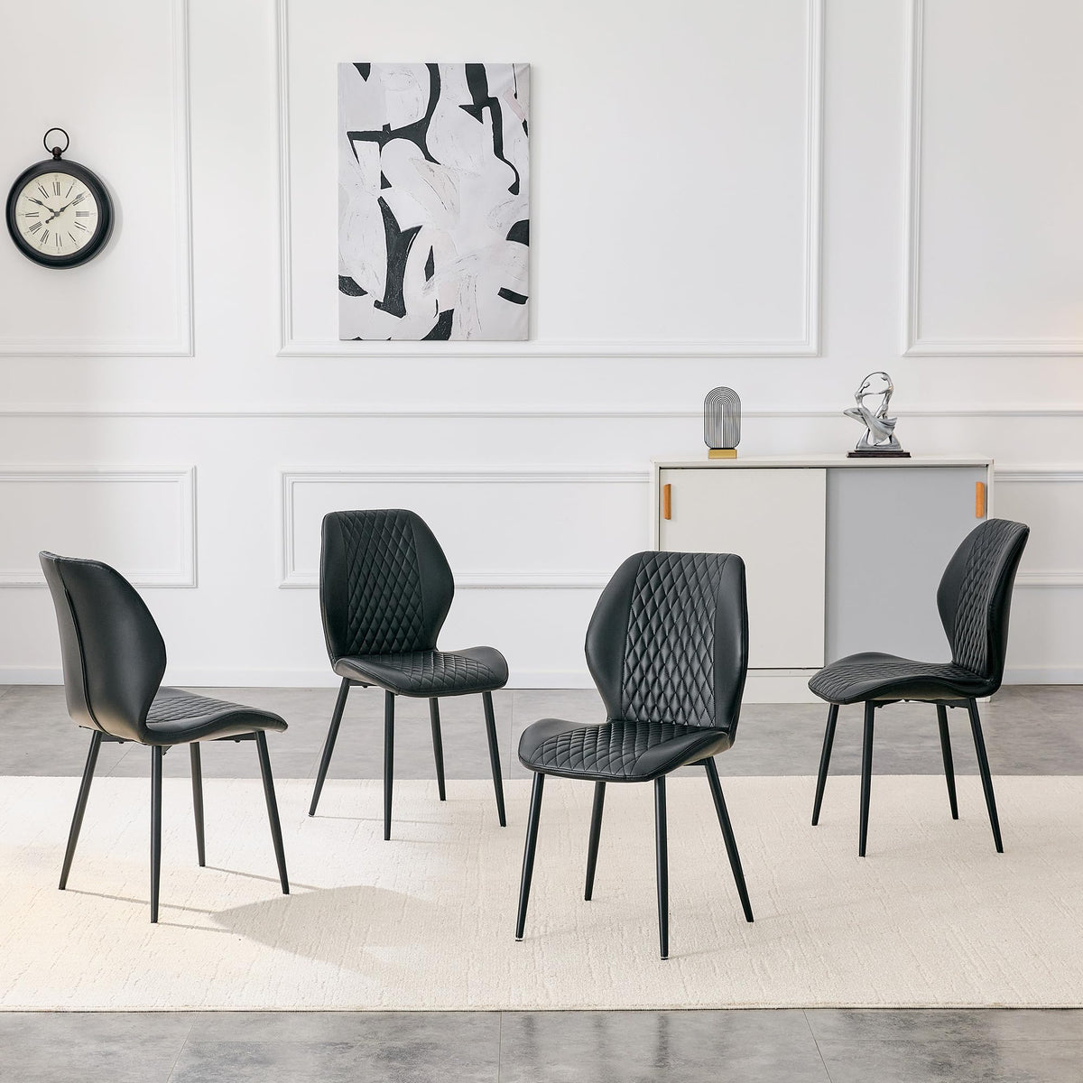 Set of 4 Black Upholstered Dining Chairs B356