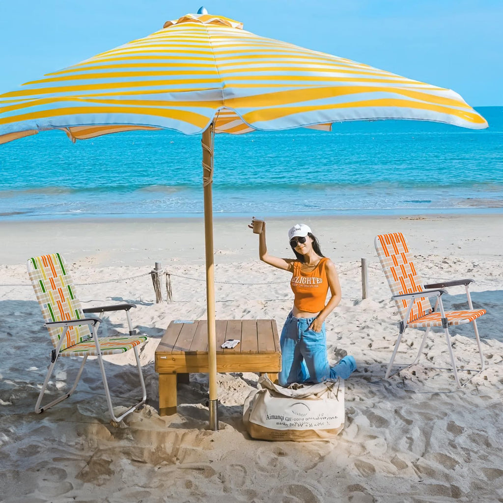 2 Pcs Lightweight Folding Beach Chairs with Armrests S28334