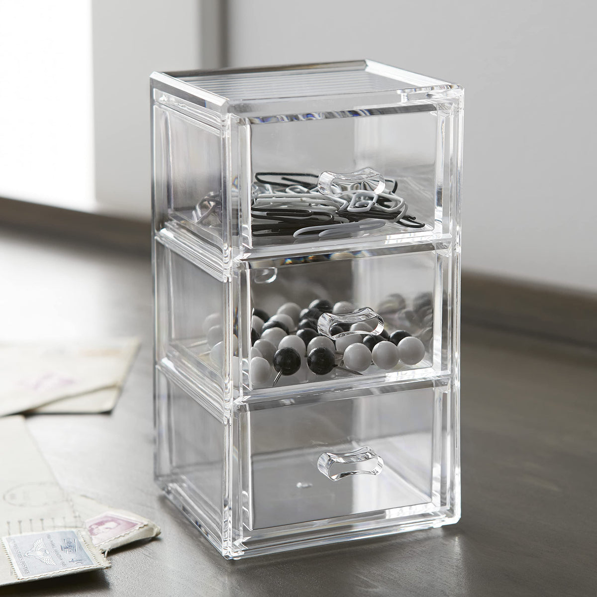 Clear Stackable 3-Drawer Acrylic Organizer A1697
