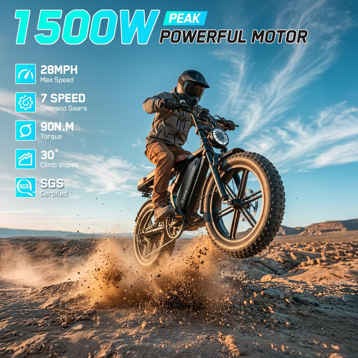 Electric Bike 48V 15 Ah Battery 2000W Peak Motor 28MPH V621354