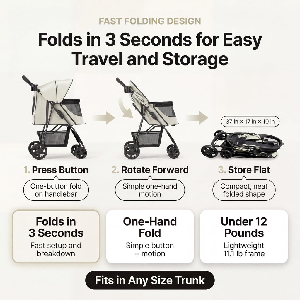 Foldable 4-Wheel Pet Stroller Q35219