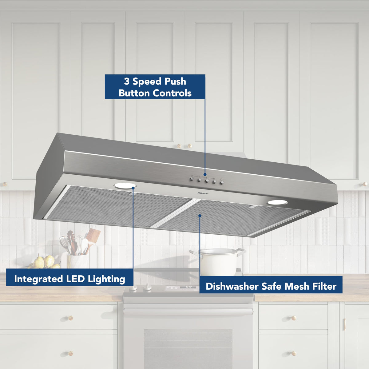 30-Inch Stainless Steel Under-Cabinet Range Hood J50930