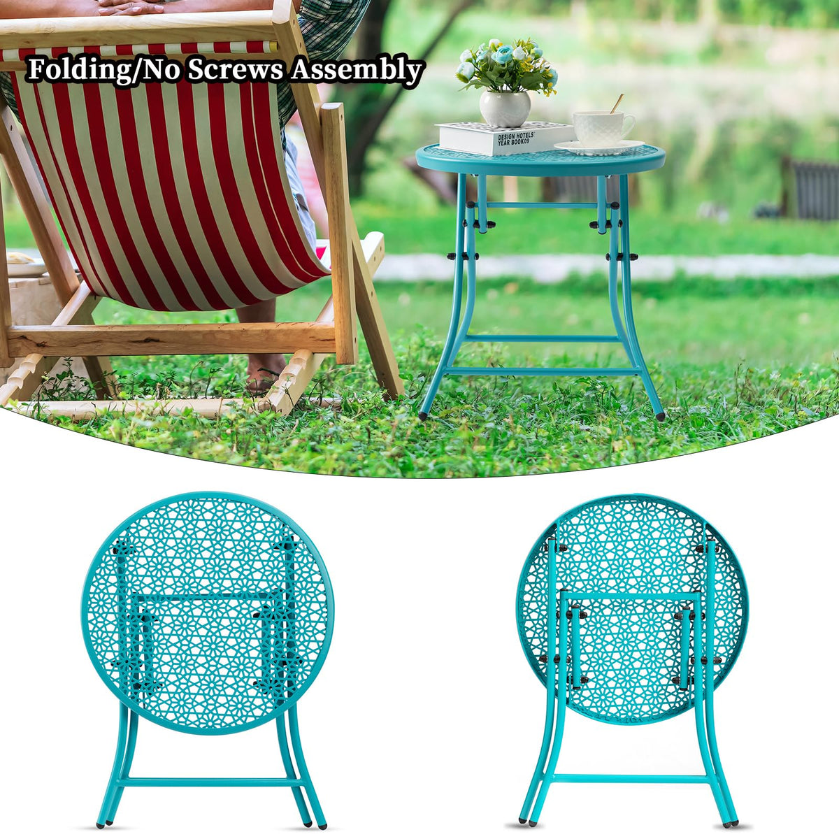 Folding Outdoor Side Table with Cutouts B6660