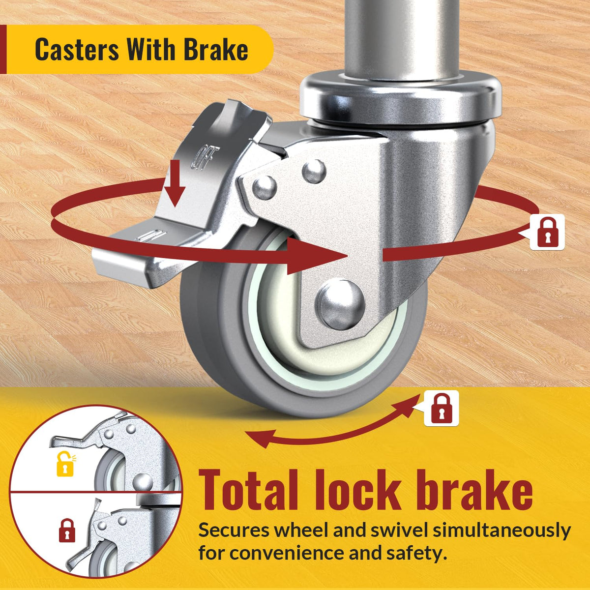 3 Inch Expanding Stem Locking Swivel Casters Set of 4 A41347