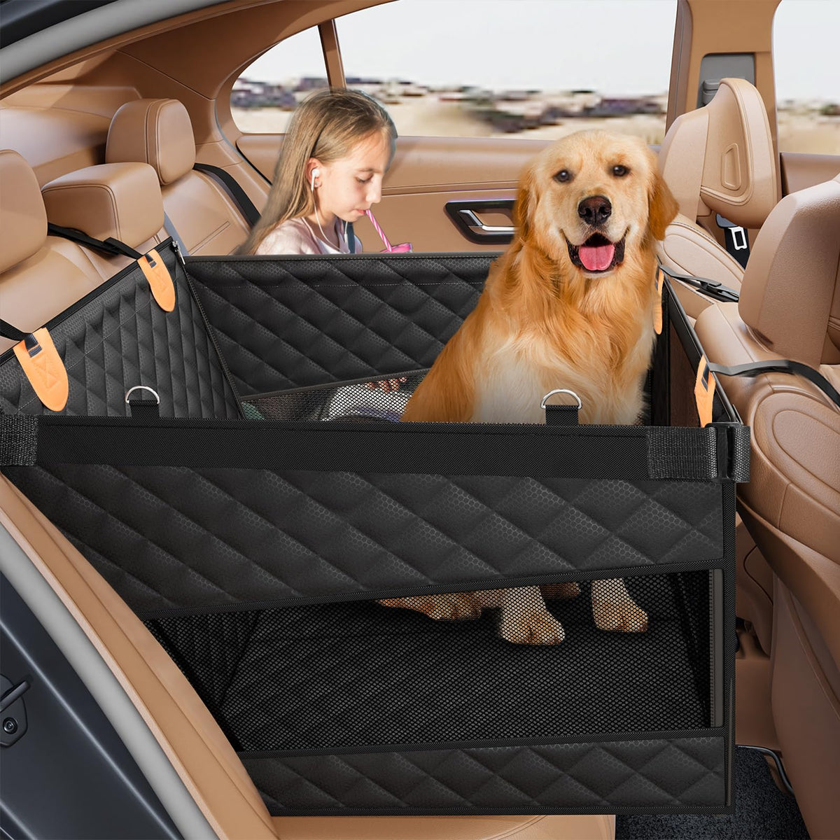 Large Dog Car Seat with Hard Bottom L7749