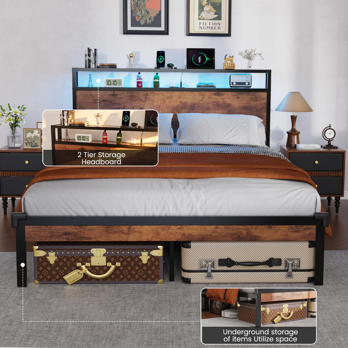 Full Size Bed Frame with Headboard X74301