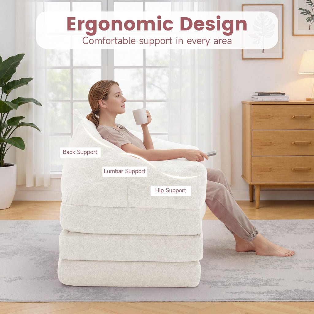 Beige 2 in 1 Convertible Sleeper Sofa Bed M329