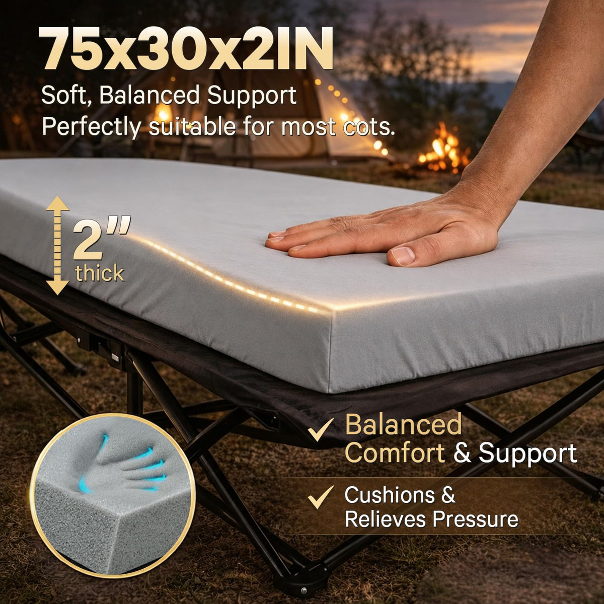2 Inch Memory Foam Camping Cot Pad Q524372