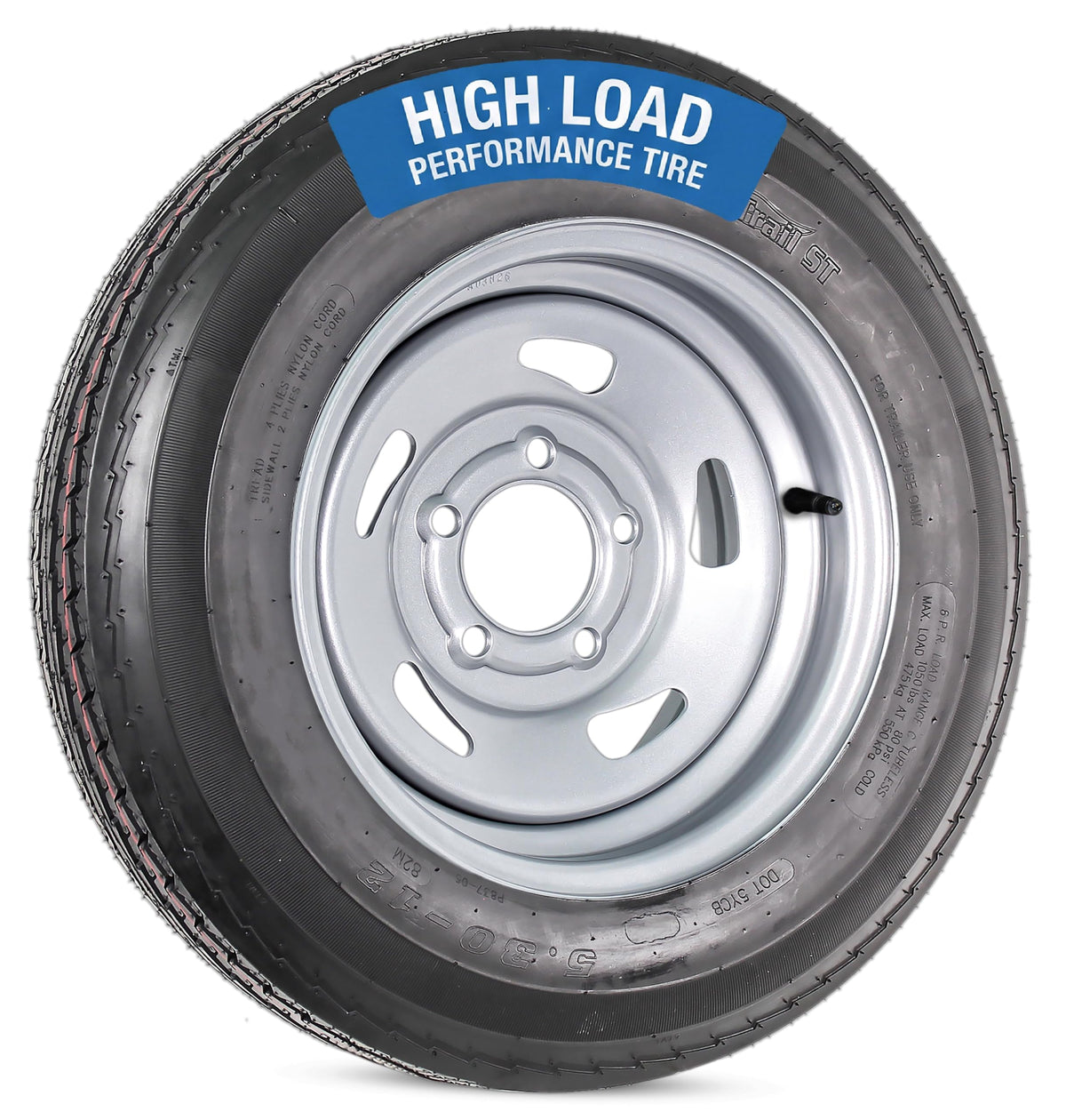 12 Inch 5 Lug Black Trailer Tire Rim Assembly Y1297