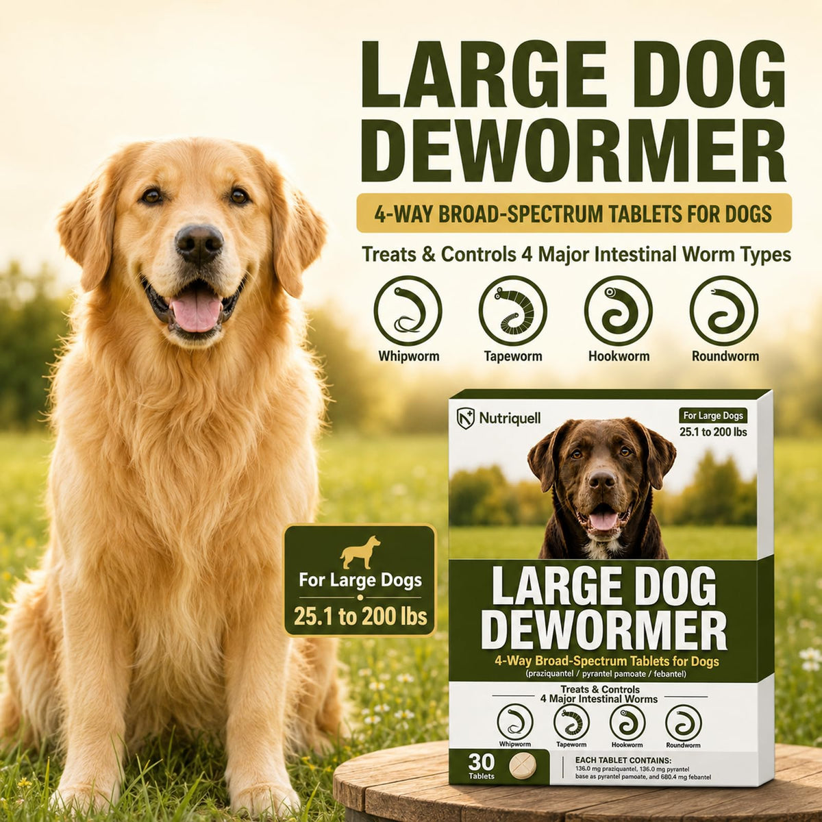 Medium and Large Dog Dewormer Tablets S63678