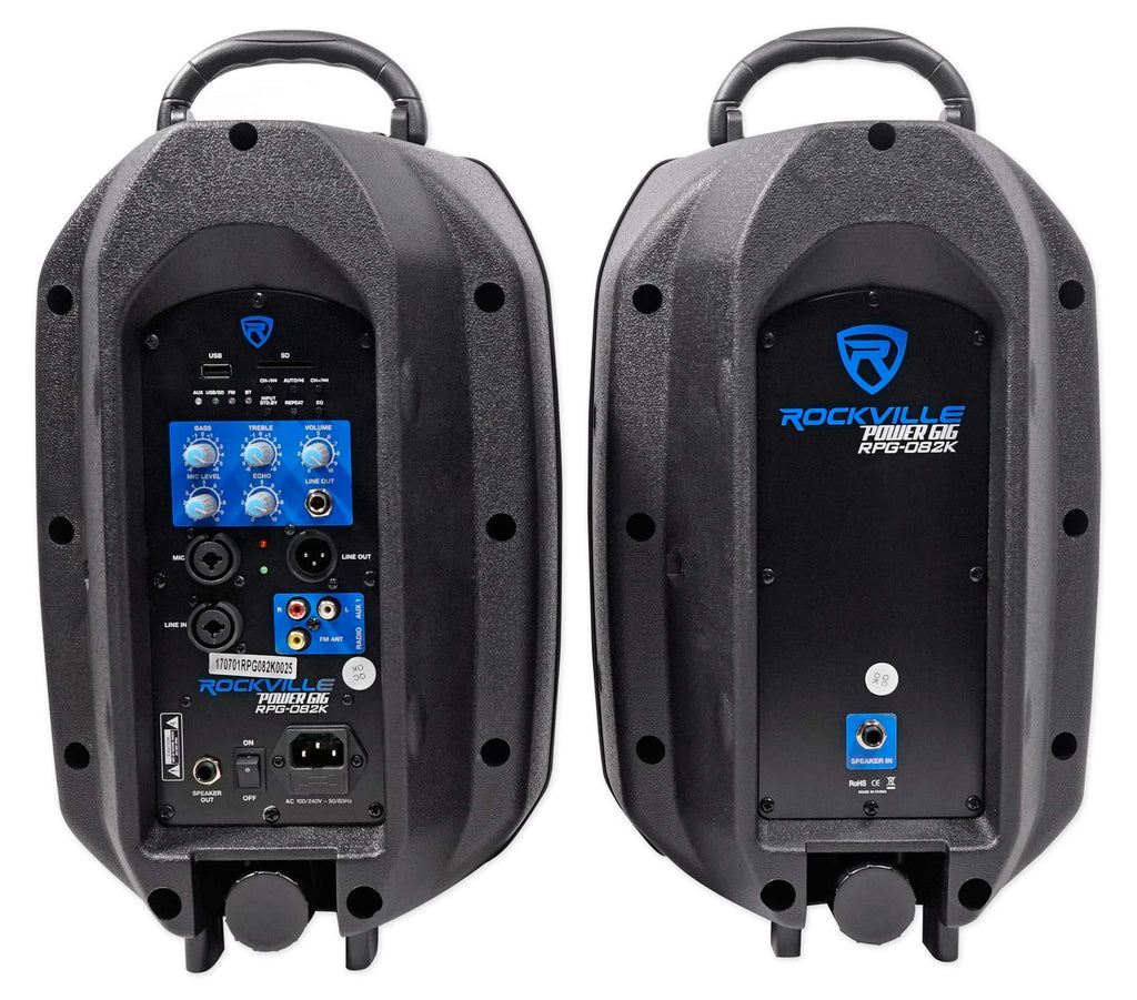 Powered PA Speaker Package with Mic Stands Cables D1974