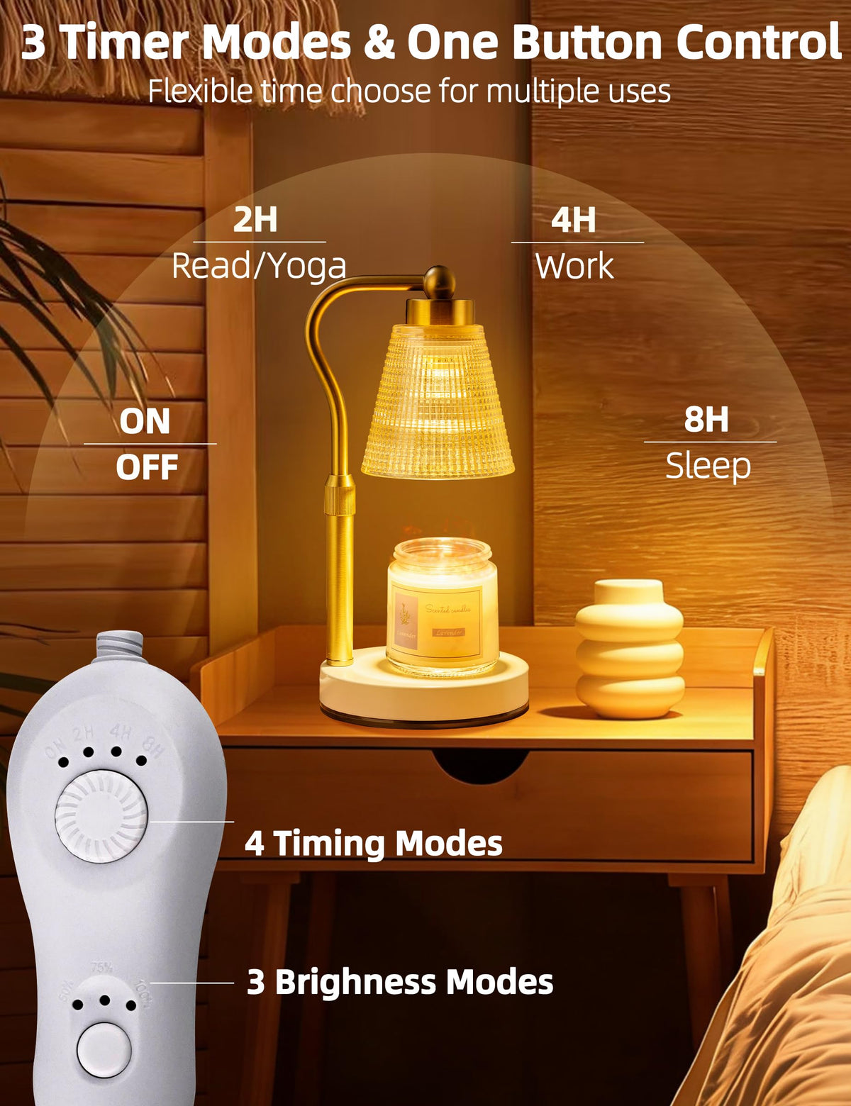 Height Adjustable Dimmable Candle Warmer Lamp with Timer V464024