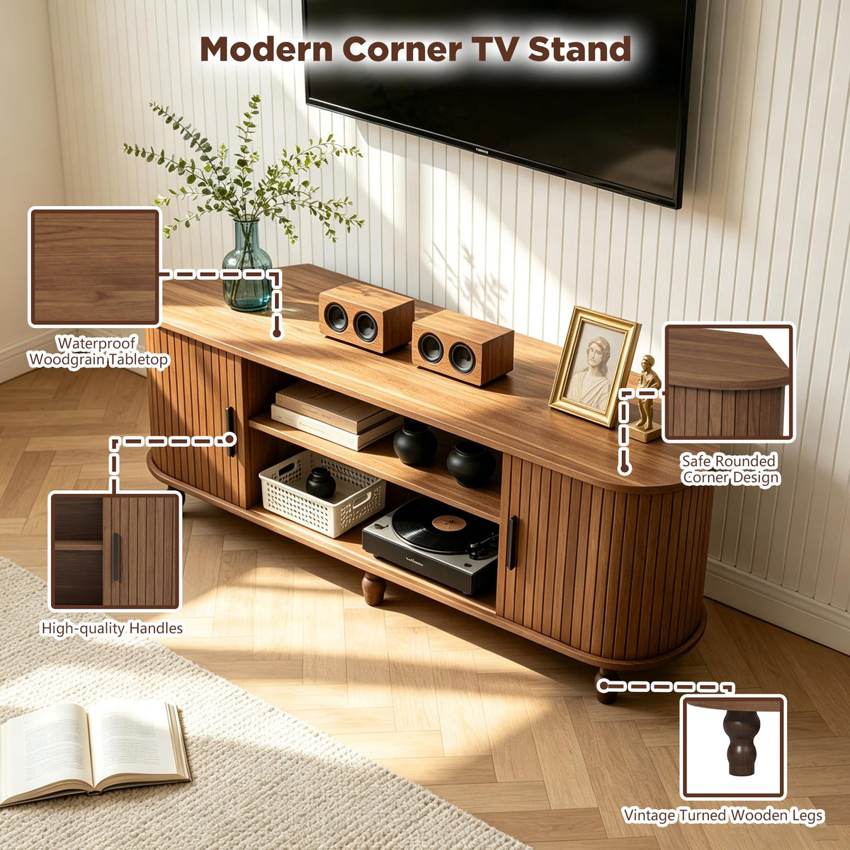 45" Corner TV Stand with Storage C61452