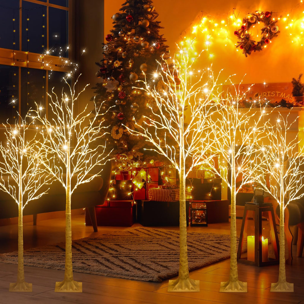 6 Pcs Lighted Birch Tree O1382