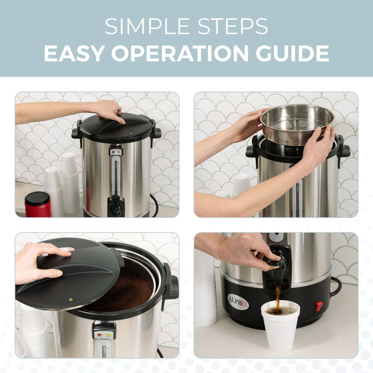 100 Cups Stainless Steel Electric Coffee Urn O10074