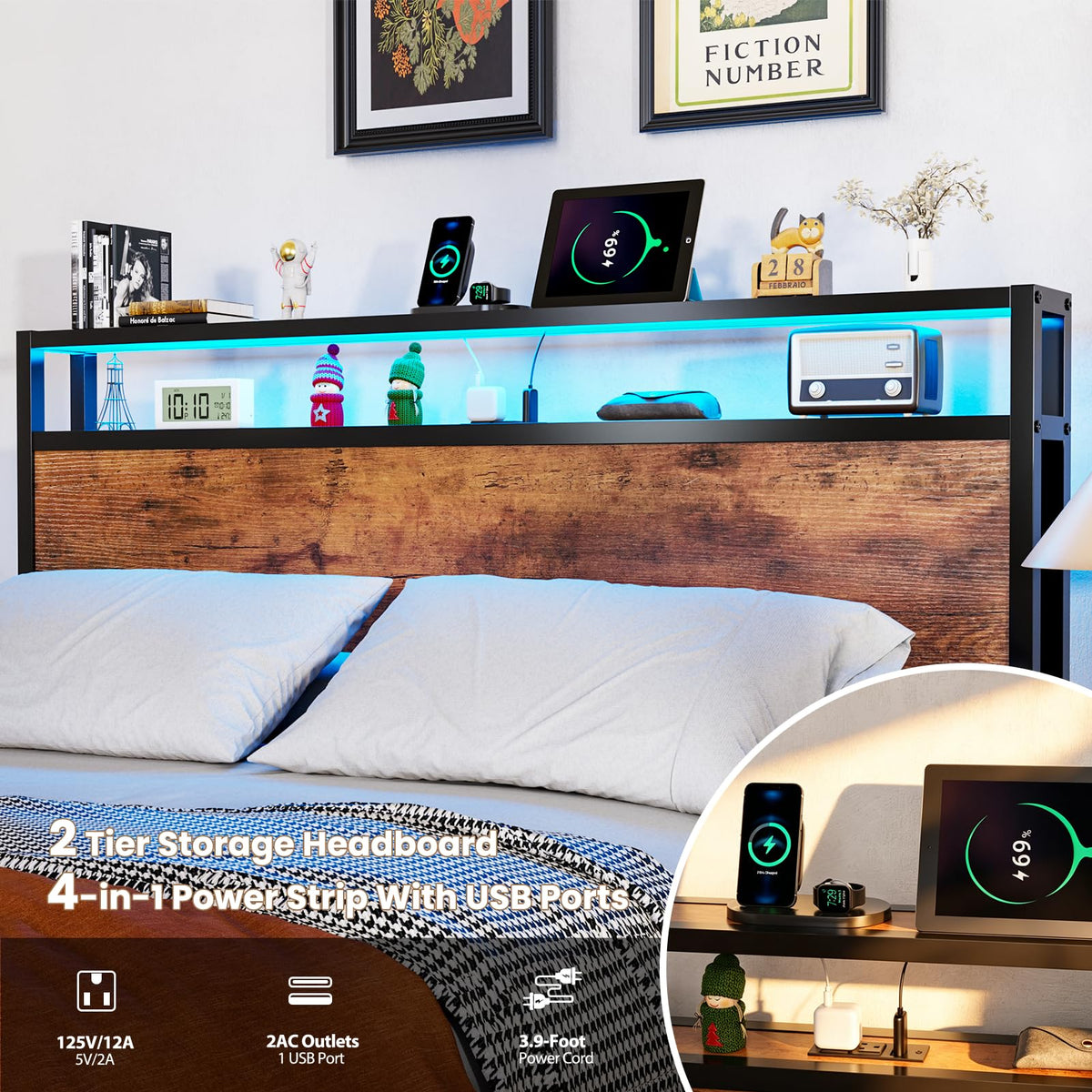 Full Size Bed Frame with Headboard X74301