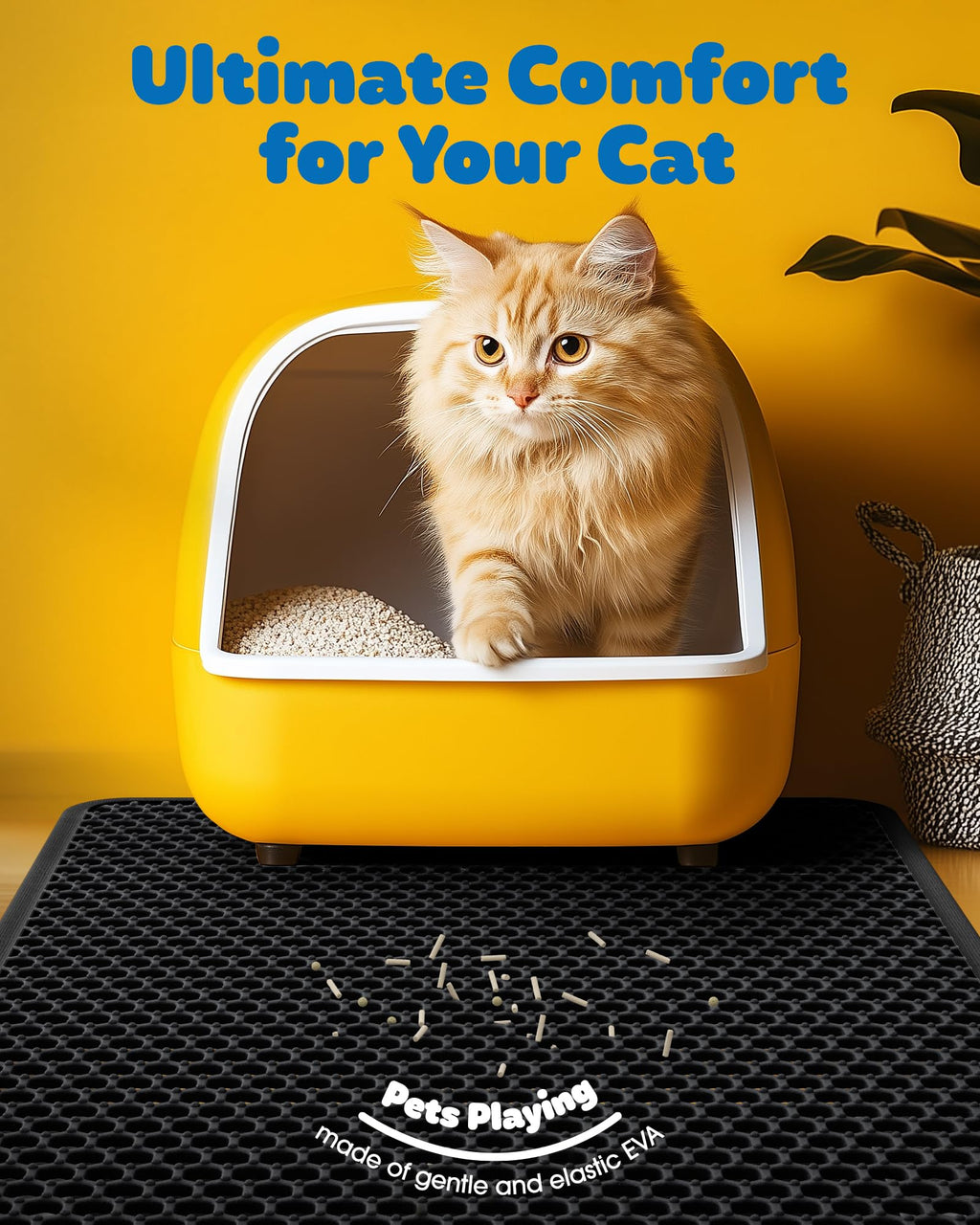 Cat Litter Mat 30 x 24 in Waterproof Non-Slip Black G186732