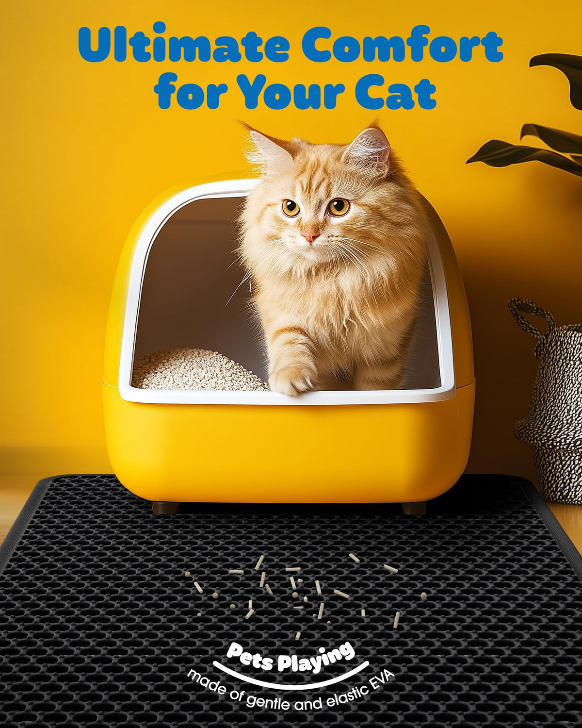 Cat Litter Mat 30 x 24 in Waterproof Non-Slip Black G186732