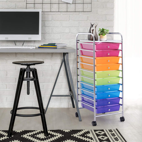 10 Drawer Rolling Storage Cart with Lockable Wheels M3247