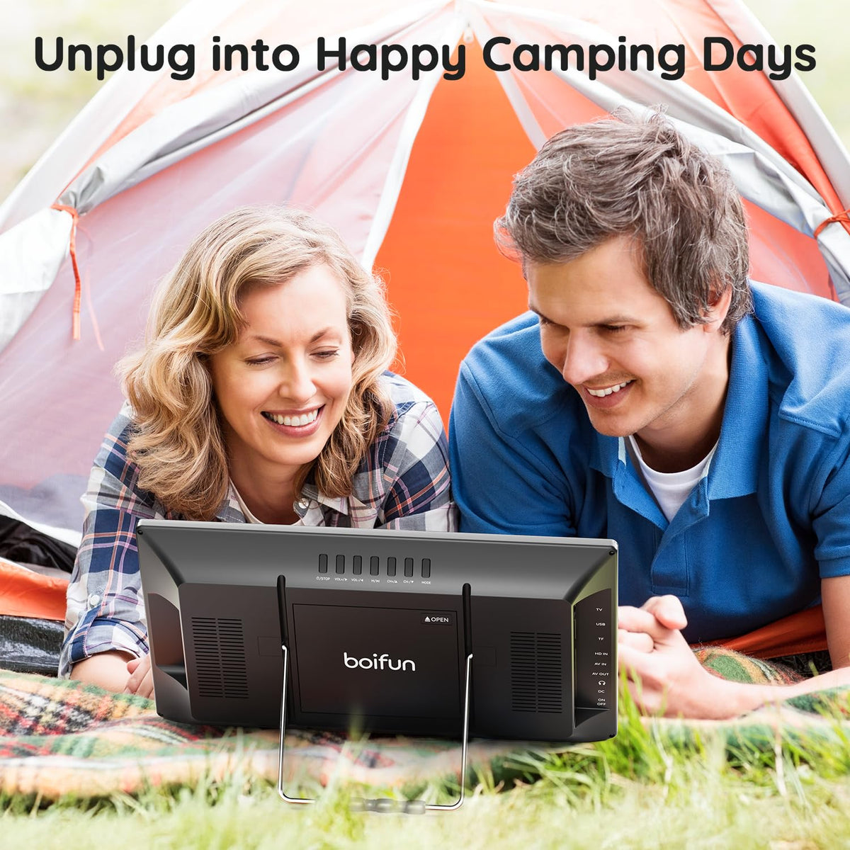 15.6" Portable TV DVD Combo with Antenna, FM Radio, 5000mAh Battery, Black N584792