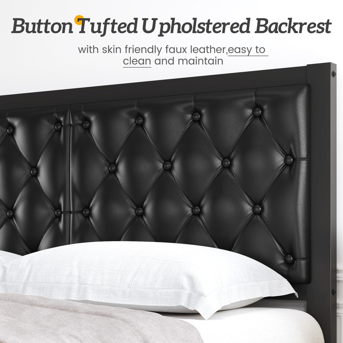 Queen Upholstered Button Tufted Bed Frame with Storage I960