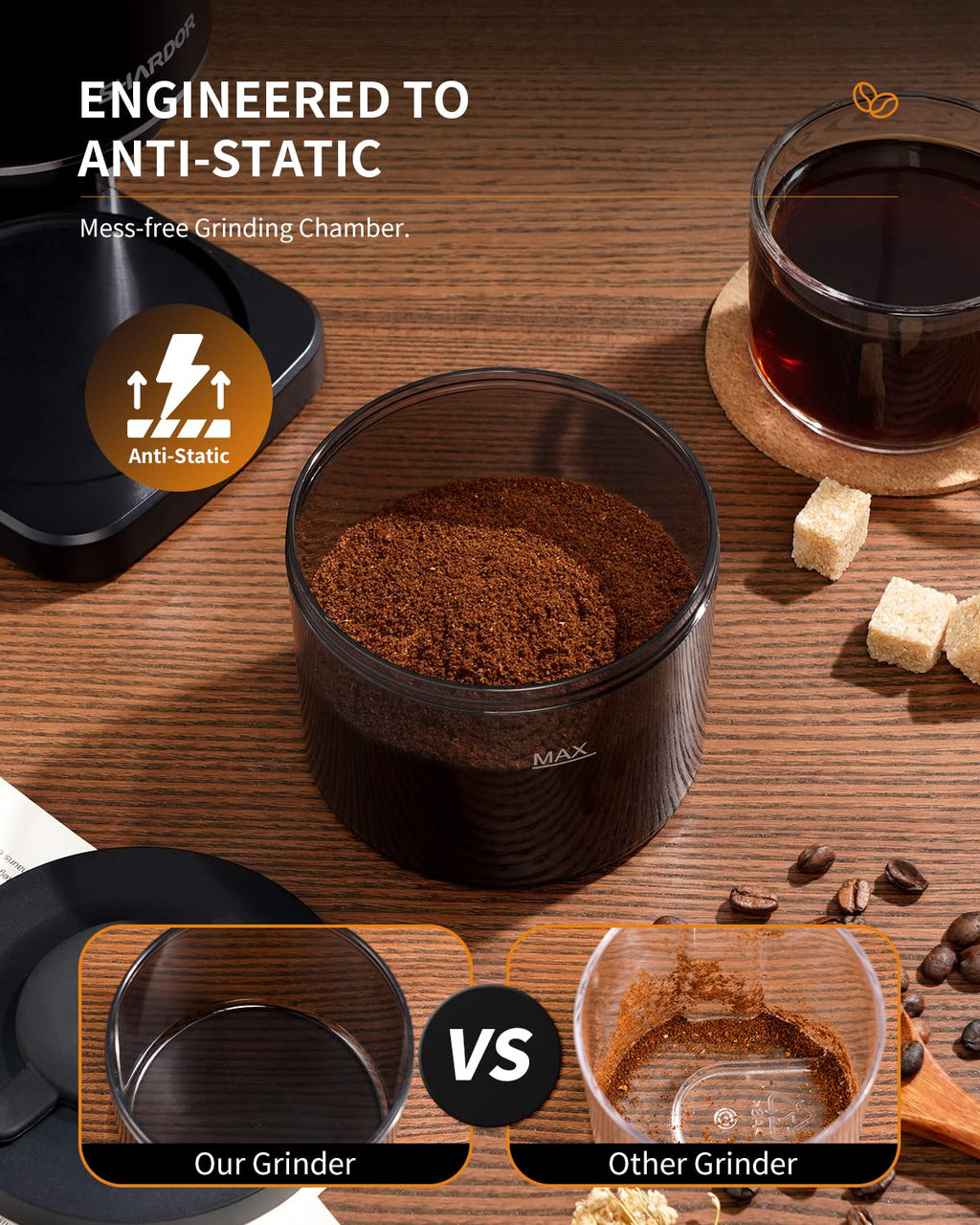 Conical Burr Coffee Bean Grinder, 35 Settings, Anti-Static, Black R68082