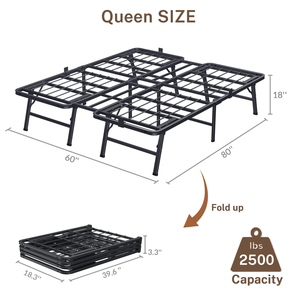 18 Inch Queen Metal Folding Bed Frame N5749